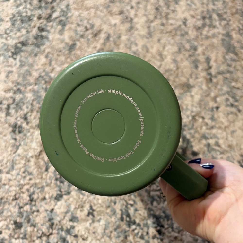 Slim Can-Style Travel Tumbler with Handle and Straw - Olive Green - Picture 3 of 9